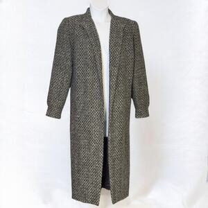 Vintage 80s Mohair Bouclé Long Coat – Brownstone Studio – Gray Size 12